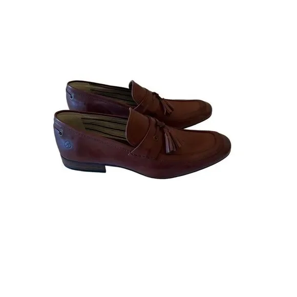Bronx Mens Brown Leather Round Toe Slip On Tassel Loafers Shoes Size 44 - Picture 5 of 13